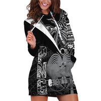 Custom Papua New Guinea Cricket Hoodie Dress Tribal Bird of Paradise Tattoo LT9 Black - Polynesian Pride