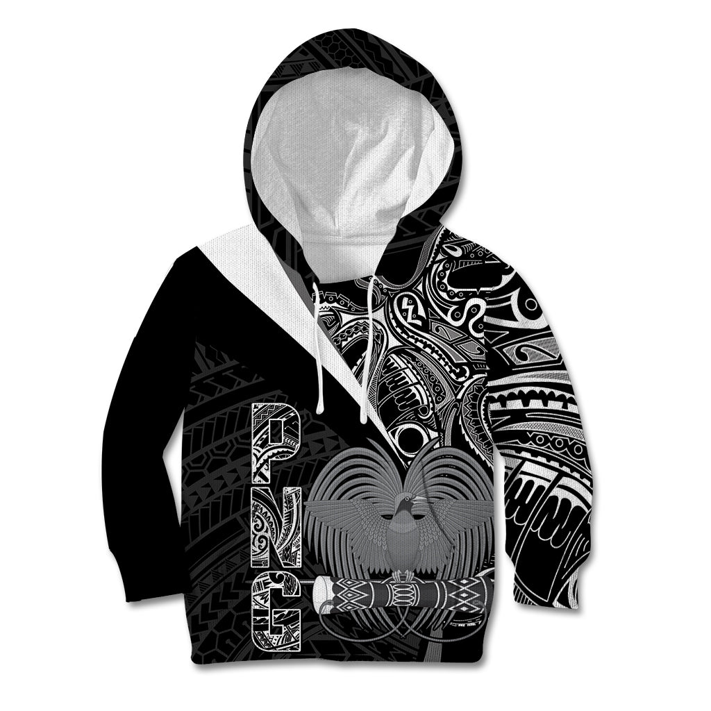 Custom Papua New Guinea Cricket Kid Hoodie Tribal Bird of Paradise Tattoo LT9 Hoodie Black - Polynesian Pride