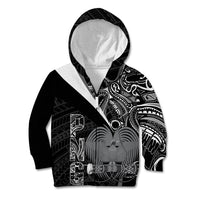 Custom Papua New Guinea Cricket Kid Hoodie Tribal Bird of Paradise Tattoo LT9 Zip Hoodie Black - Polynesian Pride