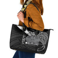 Custom Papua New Guinea Cricket Leather Tote Bag Tribal Bird of Paradise Tattoo LT9 Black - Polynesian Pride