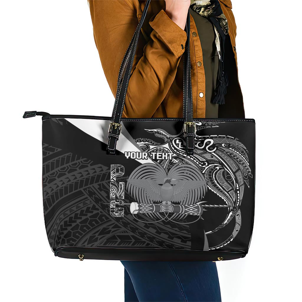 Custom Papua New Guinea Cricket Leather Tote Bag Tribal Bird of Paradise Tattoo LT9 - Polynesian Pride