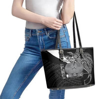 Custom Papua New Guinea Cricket Leather Tote Bag Tribal Bird of Paradise Tattoo LT9 - Polynesian Pride