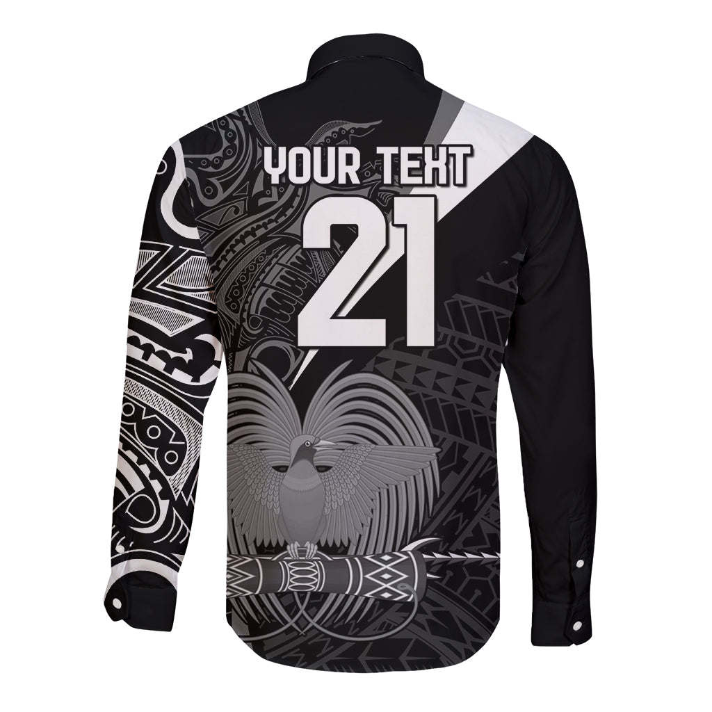 Custom Papua New Guinea Cricket Long Sleeve Button Shirt Tribal Bird of Paradise Tattoo LT9 - Polynesian Pride