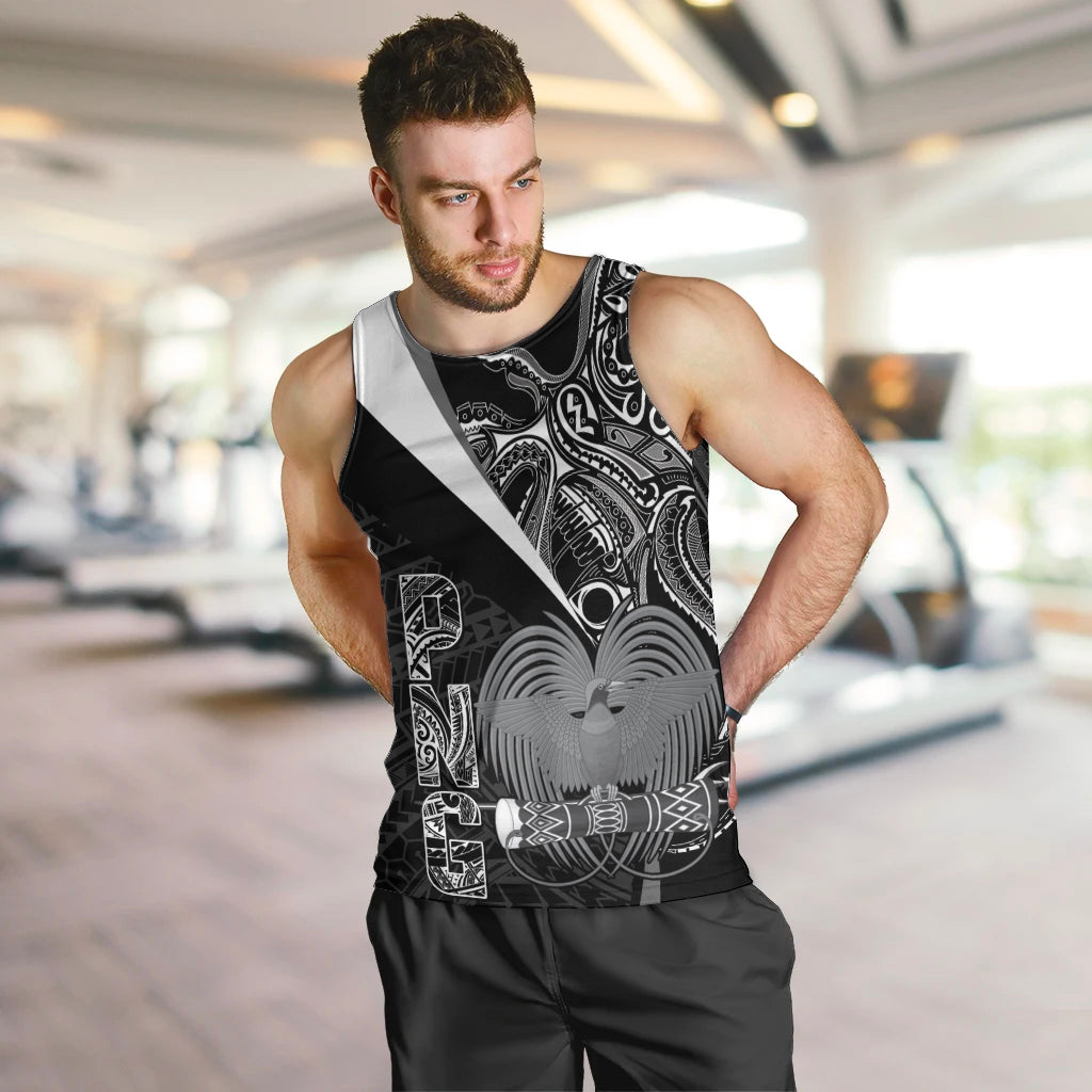 Custom Papua New Guinea Cricket Men Tank Top Tribal Bird of Paradise Tattoo LT9 Black - Polynesian Pride