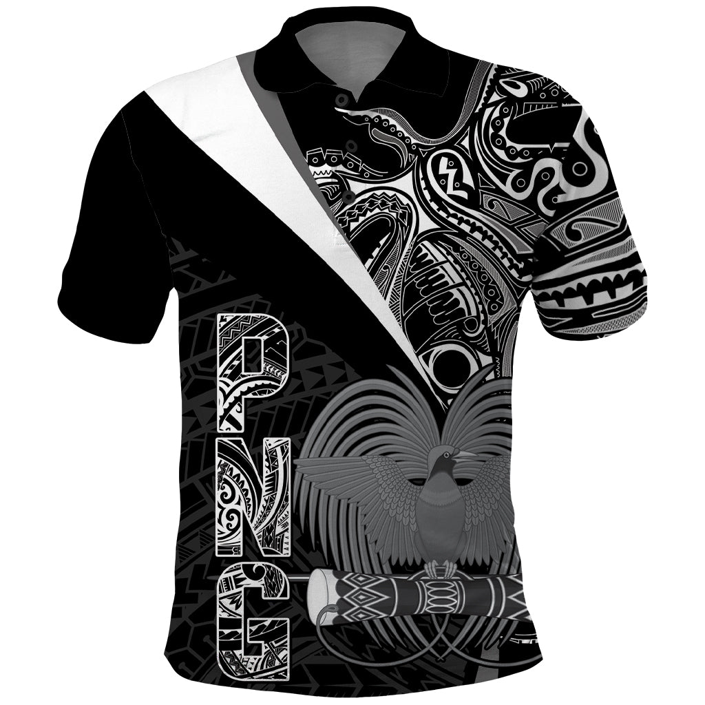 Custom Papua New Guinea Cricket Polo Shirt Tribal Bird of Paradise Tattoo LT9 Black - Polynesian Pride