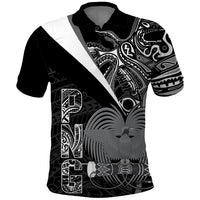 Custom Papua New Guinea Cricket Polo Shirt Tribal Bird of Paradise Tattoo LT9 Black - Polynesian Pride