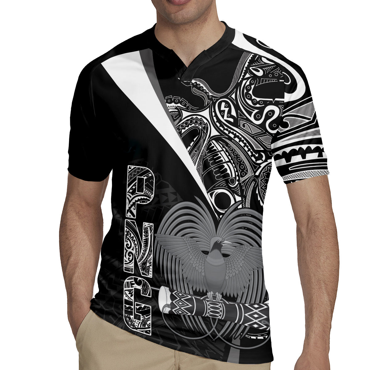 Custom Papua New Guinea Cricket Rugby Jersey Tribal Bird of Paradise Tattoo LT9 - Polynesian Pride