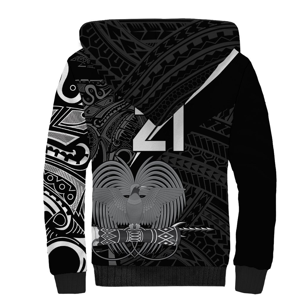 Custom Papua New Guinea Cricket Sherpa Hoodie Tribal Bird of Paradise Tattoo LT9 - Polynesian Pride