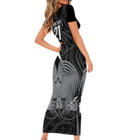 Custom Papua New Guinea Cricket Short Sleeve Bodycon Dress Tribal Bird of Paradise Tattoo LT9 - Polynesian Pride