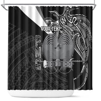 Custom Papua New Guinea Cricket Shower Curtain Tribal Bird of Paradise Tattoo LT9 Black - Polynesian Pride