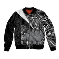 Custom Papua New Guinea Cricket Sleeve Zip Bomber Jacket Tribal Bird of Paradise Tattoo LT9 Unisex Black - Polynesian Pride