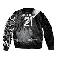 Custom Papua New Guinea Cricket Sleeve Zip Bomber Jacket Tribal Bird of Paradise Tattoo LT9 - Polynesian Pride