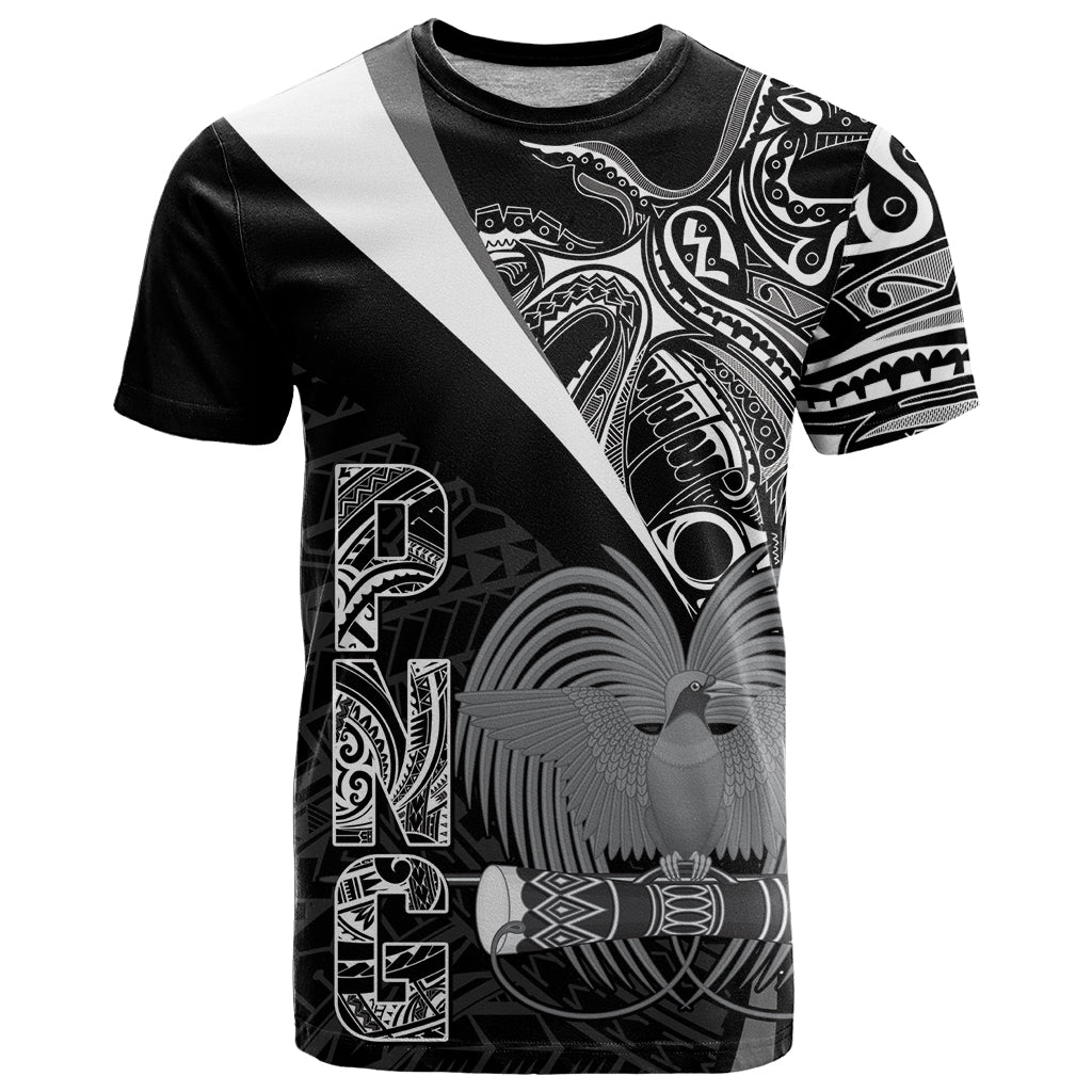 Custom Papua New Guinea Cricket T Shirt Tribal Bird of Paradise Tattoo LT9 Black - Polynesian Pride
