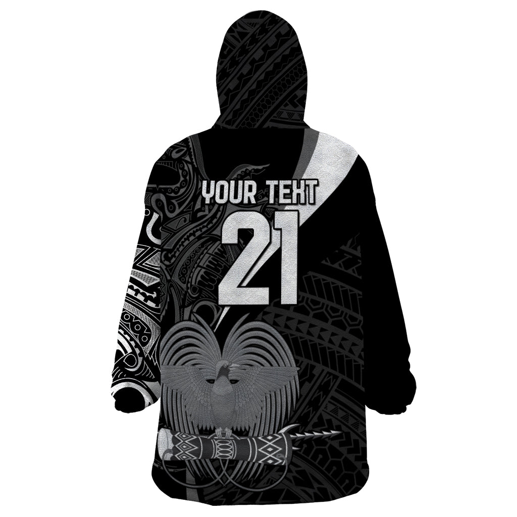 Custom Papua New Guinea Cricket Wearable Blanket Hoodie Tribal Bird of Paradise Tattoo LT9 - Polynesian Pride