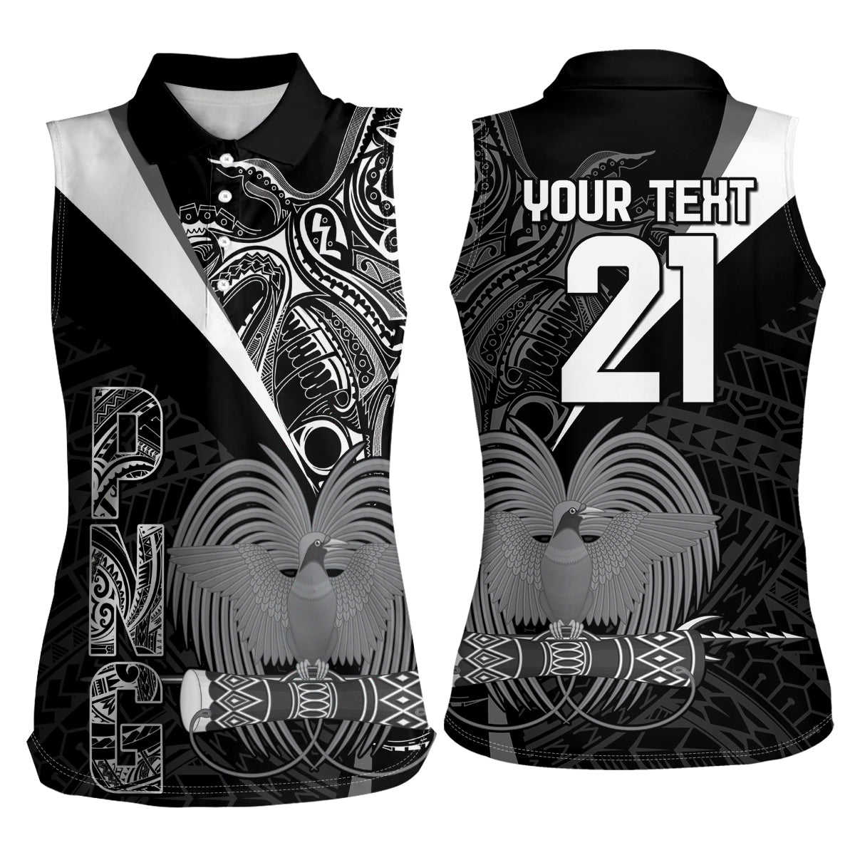 Custom Papua New Guinea Cricket Women Sleeveless Polo Shirt Tribal Bird of Paradise Tattoo LT9 - Polynesian Pride