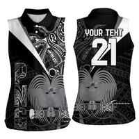 Custom Papua New Guinea Cricket Women Sleeveless Polo Shirt Tribal Bird of Paradise Tattoo LT9 - Polynesian Pride