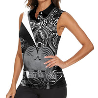 Custom Papua New Guinea Cricket Women Sleeveless Polo Shirt Tribal Bird of Paradise Tattoo LT9 - Polynesian Pride