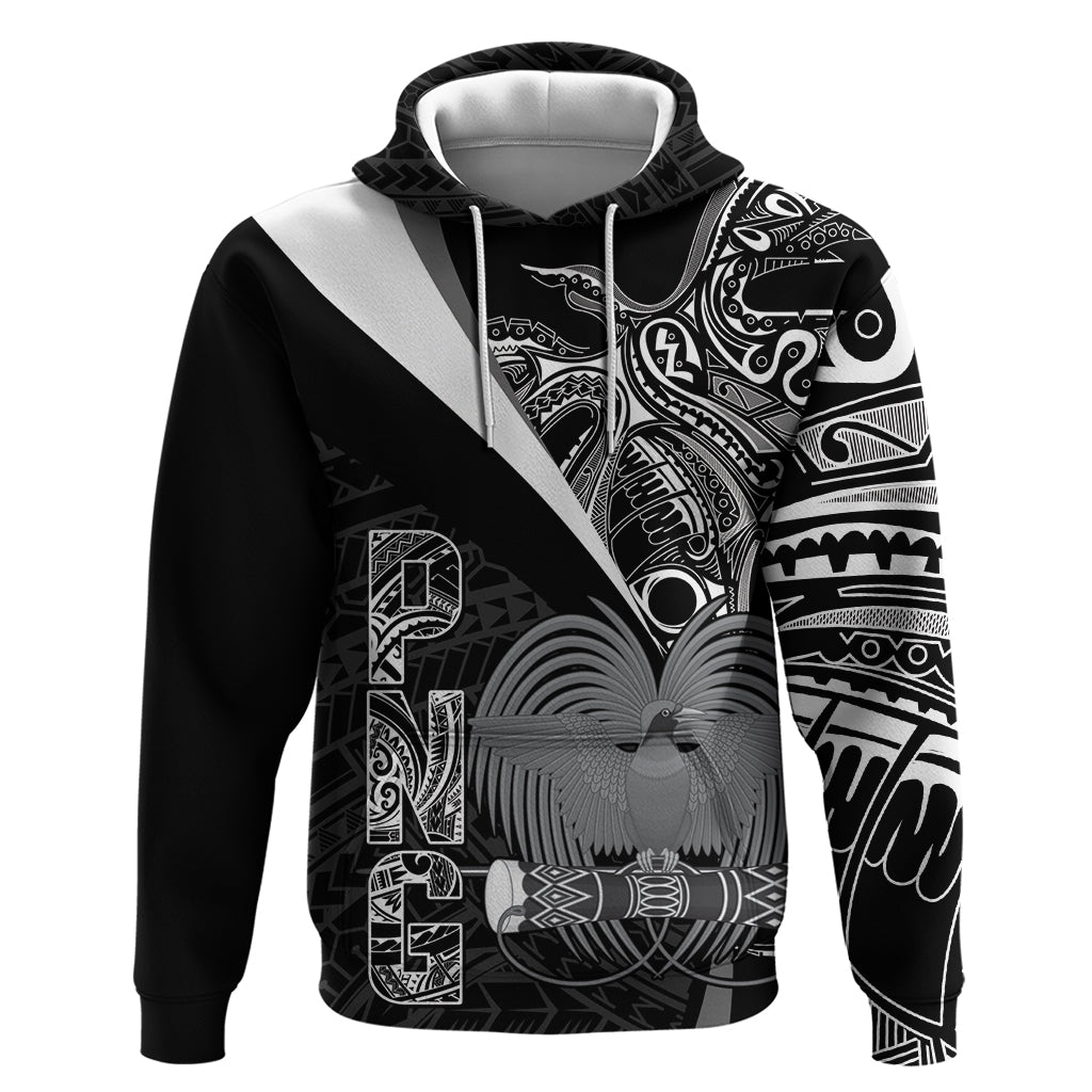 Custom Papua New Guinea Cricket Zip Hoodie Tribal Bird of Paradise Tattoo LT9 Pullover Hoodie Black - Polynesian Pride