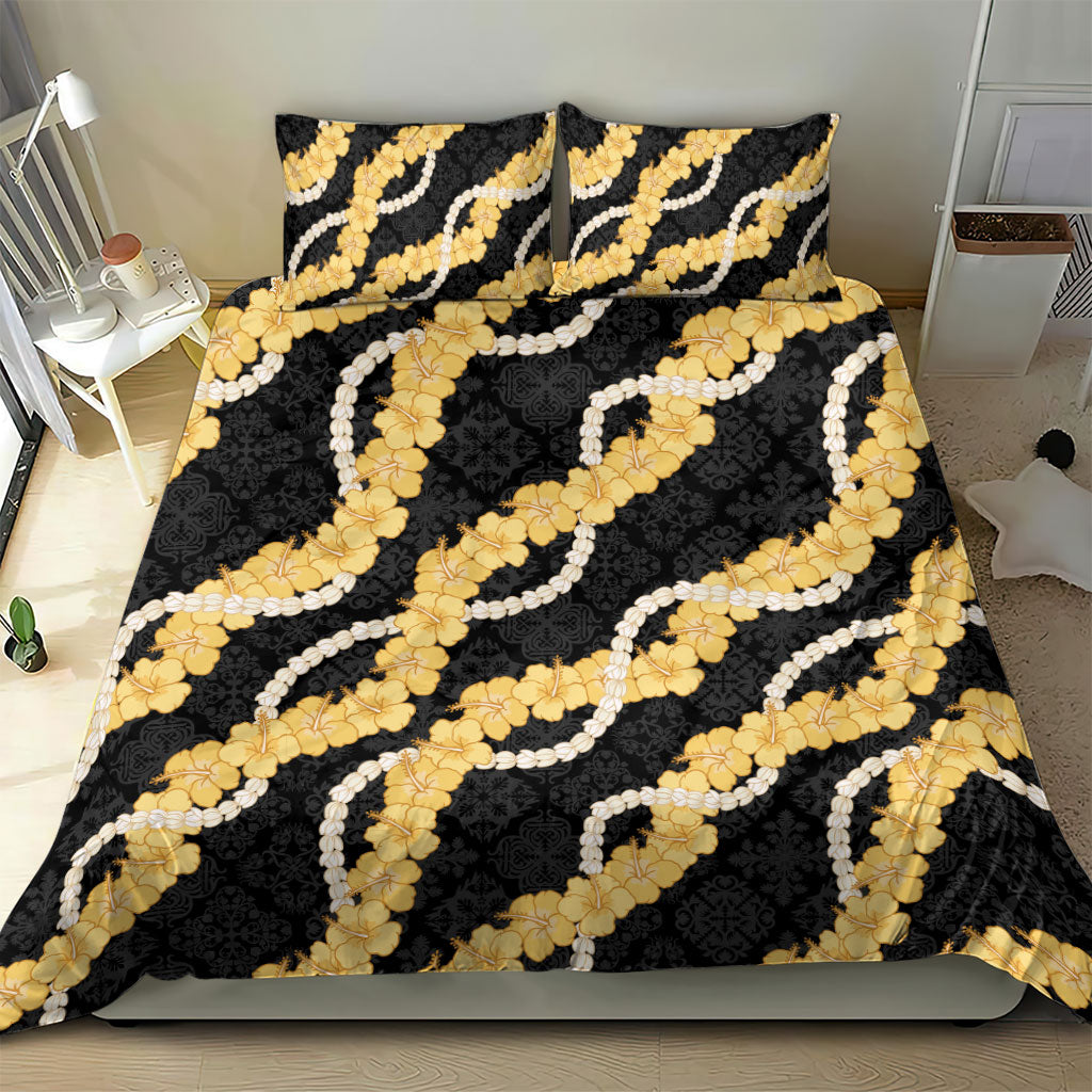 Aloha Melemele Hibiscus Pikake Lei Bedding Set Hawaiian Quilt Pattern