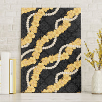 Aloha Melemele Hibiscus Pikake Lei Canvas Wall Art Hawaiian Quilt Pattern LT9 Without Frame Black - Polynesian Pride