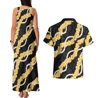 Aloha Melemele Hibiscus Pikake Lei Couples Matching Tank Maxi Dress and Hawaiian Shirt Hawaiian Quilt Pattern LT9 - Polynesian Pride