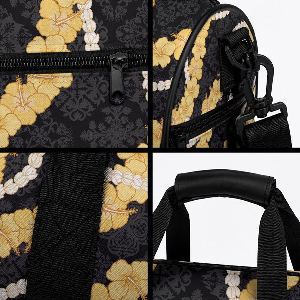 Aloha Melemele Hibiscus Pikake Lei Duffle Bag Hawaiian Quilt Pattern LT9 - Polynesian Pride