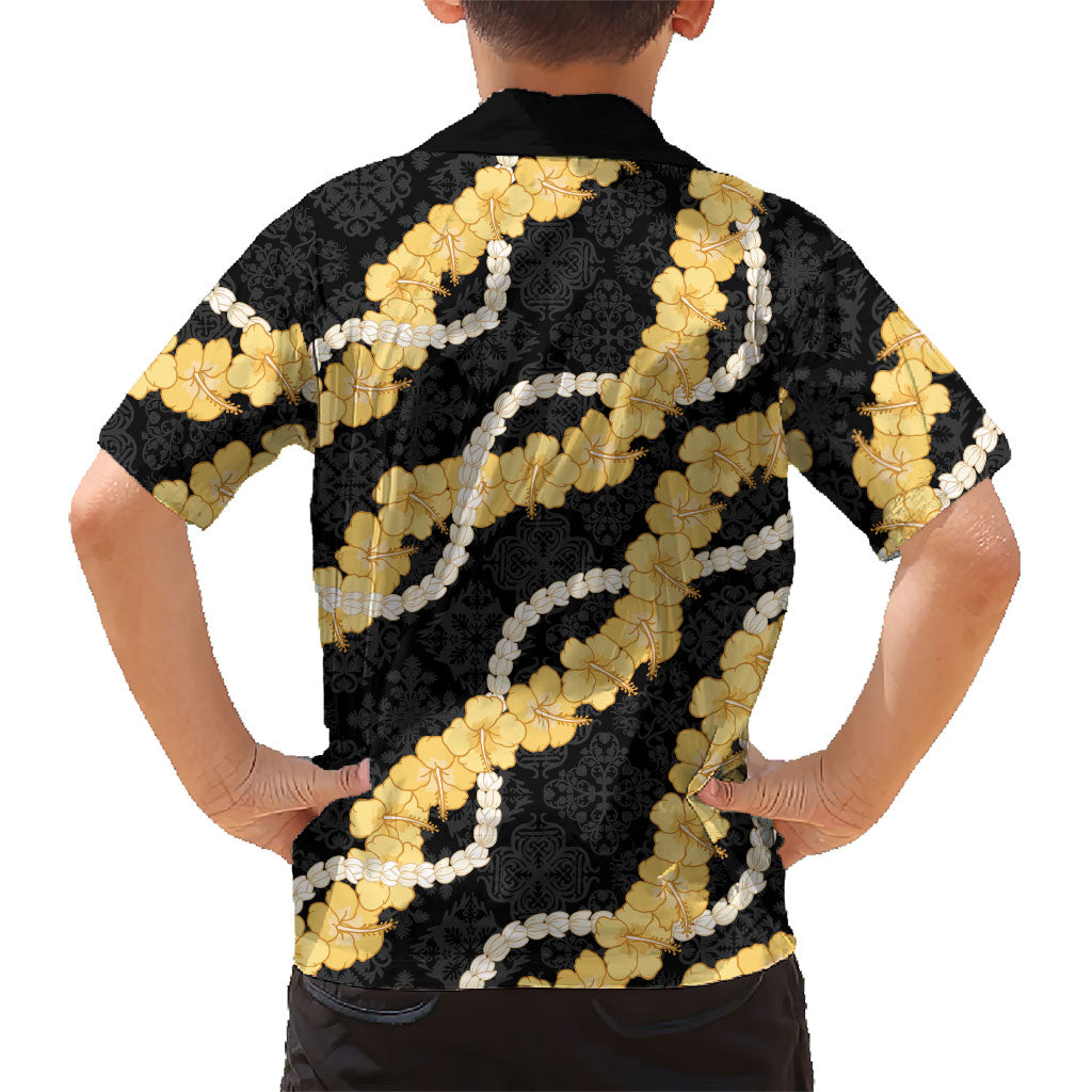 Aloha Melemele Hibiscus Pikake Lei Family Matching Off Shoulder Short Dress and Hawaiian Shirt Hawaiian Quilt Pattern LT9 - Polynesian Pride