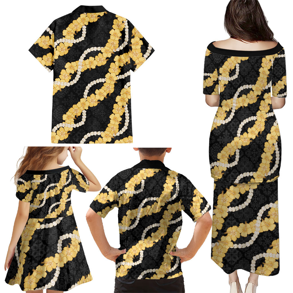 Aloha Melemele Hibiscus Pikake Lei Family Matching Puletasi and Hawaiian Shirt Hawaiian Quilt Pattern LT9 - Polynesian Pride