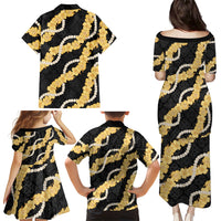Aloha Melemele Hibiscus Pikake Lei Family Matching Puletasi and Hawaiian Shirt Hawaiian Quilt Pattern LT9 - Polynesian Pride