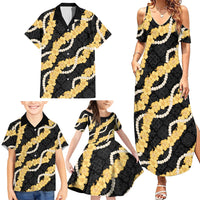 Aloha Melemele Hibiscus Pikake Lei Family Matching Summer Maxi Dress and Hawaiian Shirt Hawaiian Quilt Pattern LT9 - Polynesian Pride