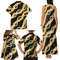 Aloha Melemele Hibiscus Pikake Lei Family Matching Tank Maxi Dress and Hawaiian Shirt Hawaiian Quilt Pattern LT9 - Polynesian Pride