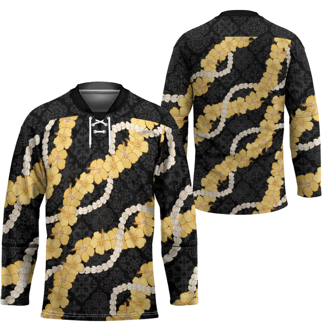 Aloha Melemele Hibiscus Pikake Lei Hockey Jersey Hawaiian Quilt Pattern