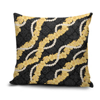 Aloha Melemele Hibiscus Pikake Lei Pillow Cover Hawaiian Quilt Pattern LT9 Black - Polynesian Pride
