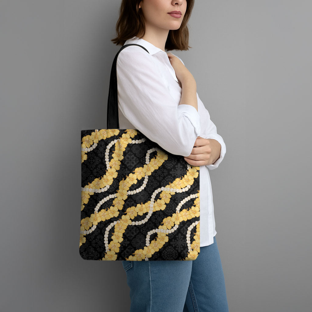 Aloha Melemele Hibiscus Pikake Lei Tote Bag Hawaiian Quilt Pattern