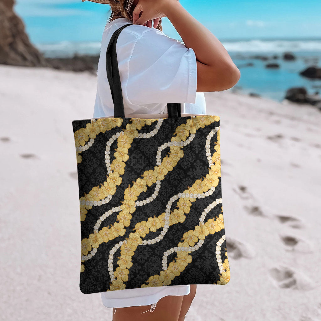Aloha Melemele Hibiscus Pikake Lei Tote Bag Hawaiian Quilt Pattern