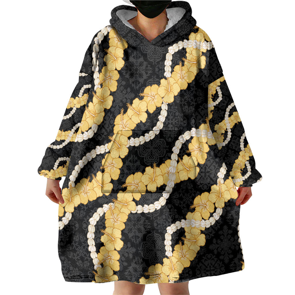 Aloha Melemele Hibiscus Pikake Lei Wearable Blanket Hoodie Hawaiian Quilt Pattern