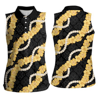 Aloha Melemele Hibiscus Pikake Lei Women Sleeveless Polo Shirt Hawaiian Quilt Pattern