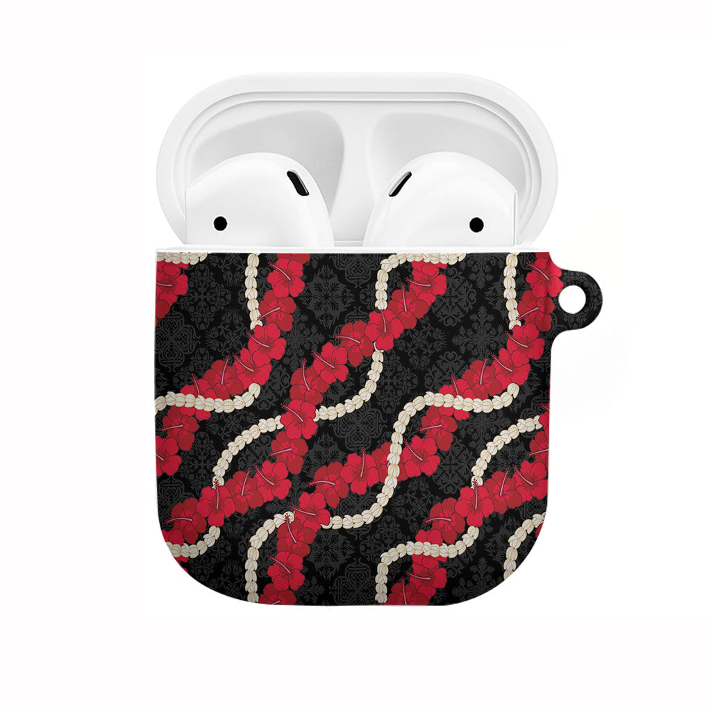 Aloha Ula'ula Hibiscus Pikake Lei AirPods Case Hawaiian Quilt Pattern