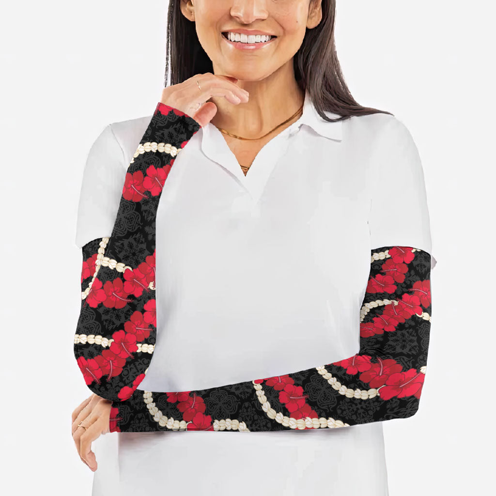 Aloha Ula'ula Hibiscus Pikake Lei Arm Sleeves Hawaiian Quilt Pattern