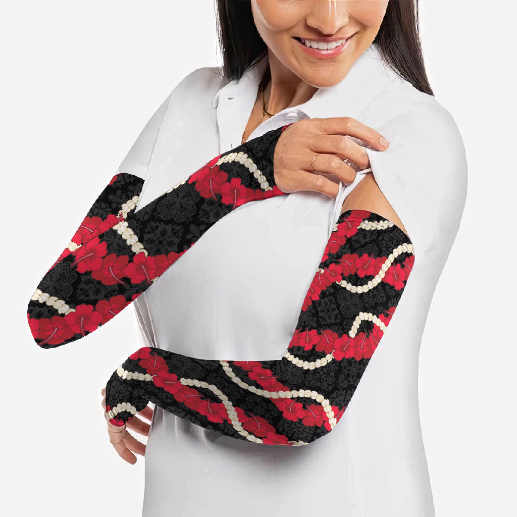 Aloha Ula'ula Hibiscus Pikake Lei Arm Sleeves Hawaiian Quilt Pattern