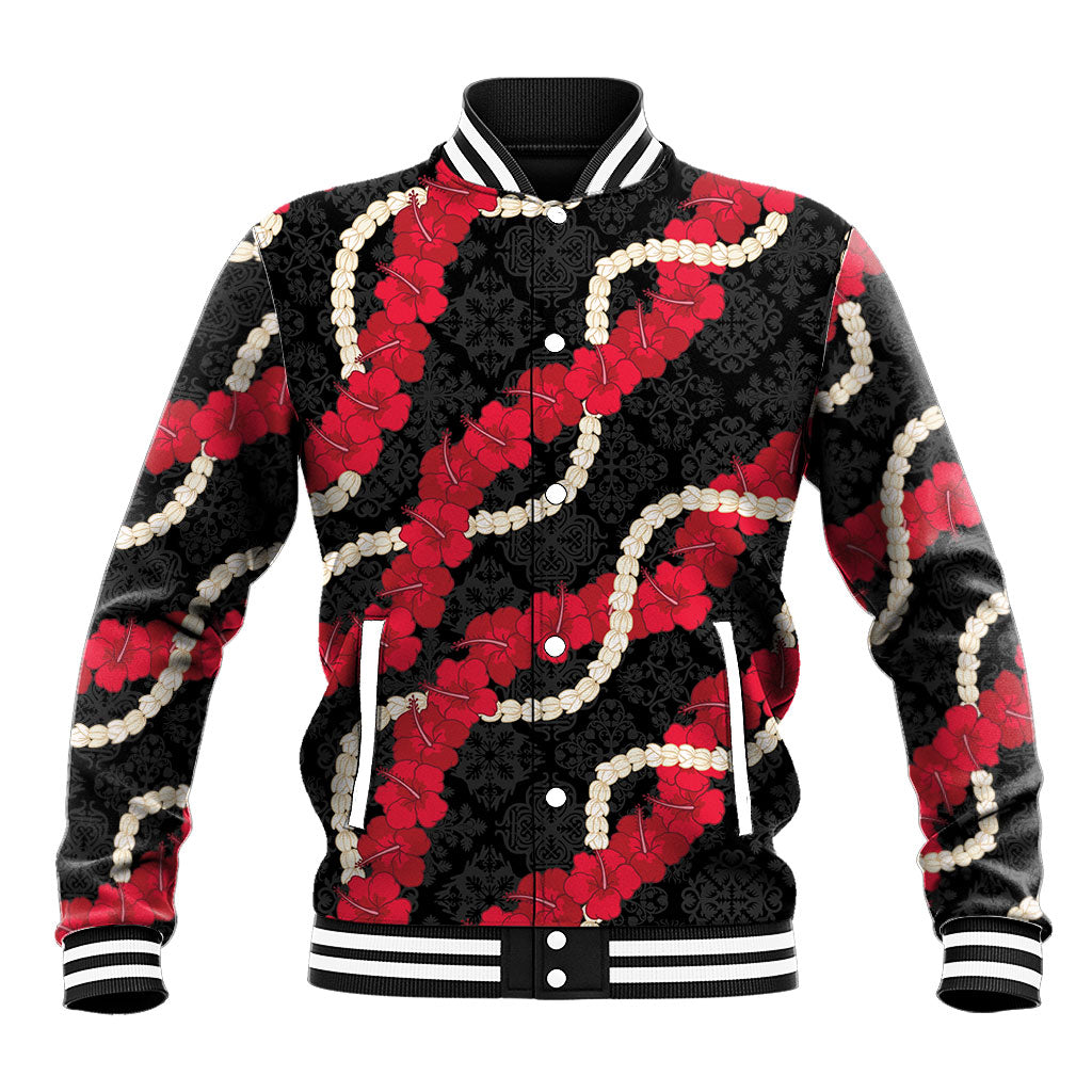 Aloha Ula'ula Hibiscus Pikake Lei Baseball Jacket Hawaiian Quilt Pattern
