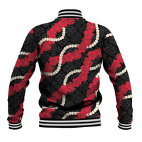 Aloha Ula'ula Hibiscus Pikake Lei Baseball Jacket Hawaiian Quilt Pattern