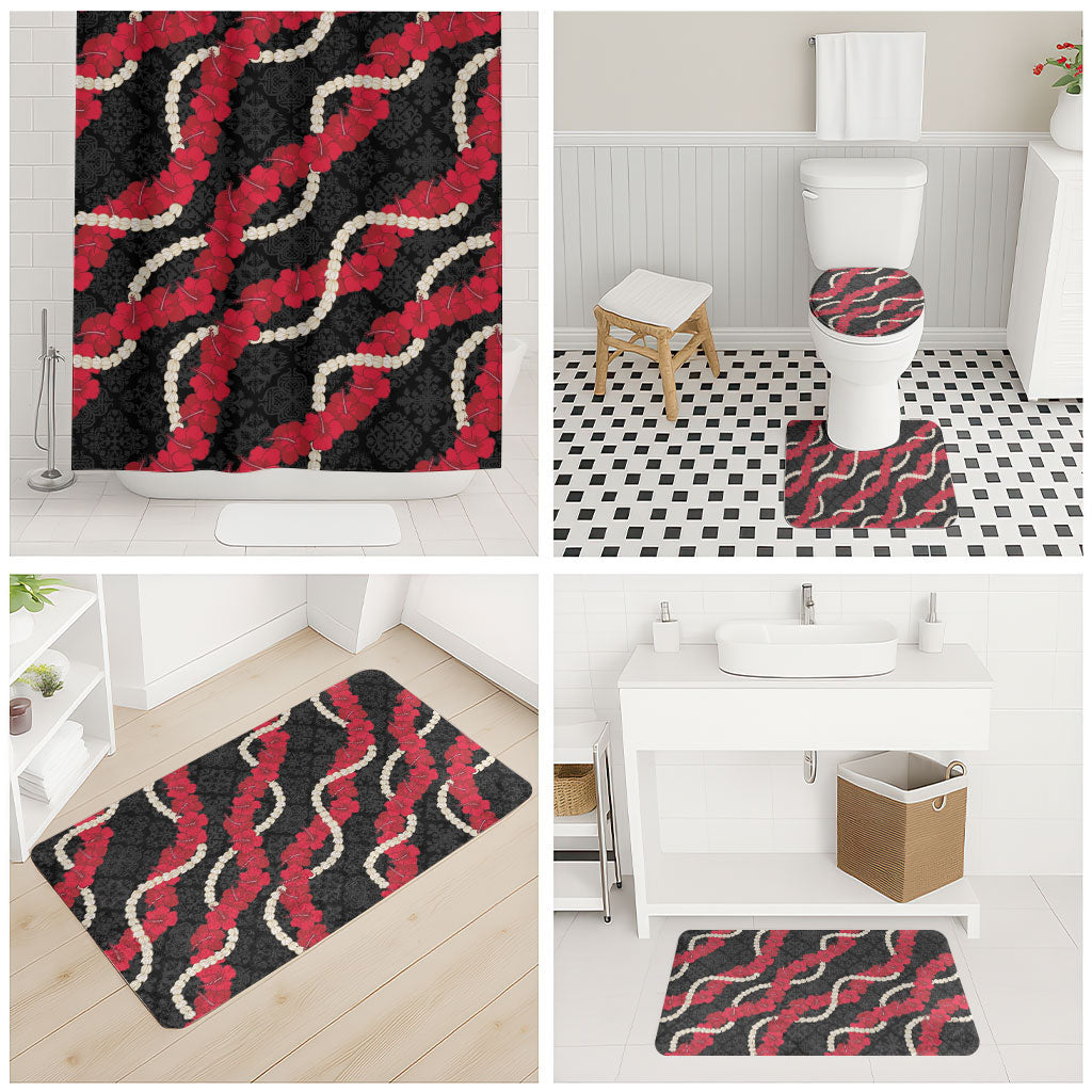 Aloha Ula'ula Hibiscus Pikake Lei Bathroom Set Hawaiian Quilt Pattern