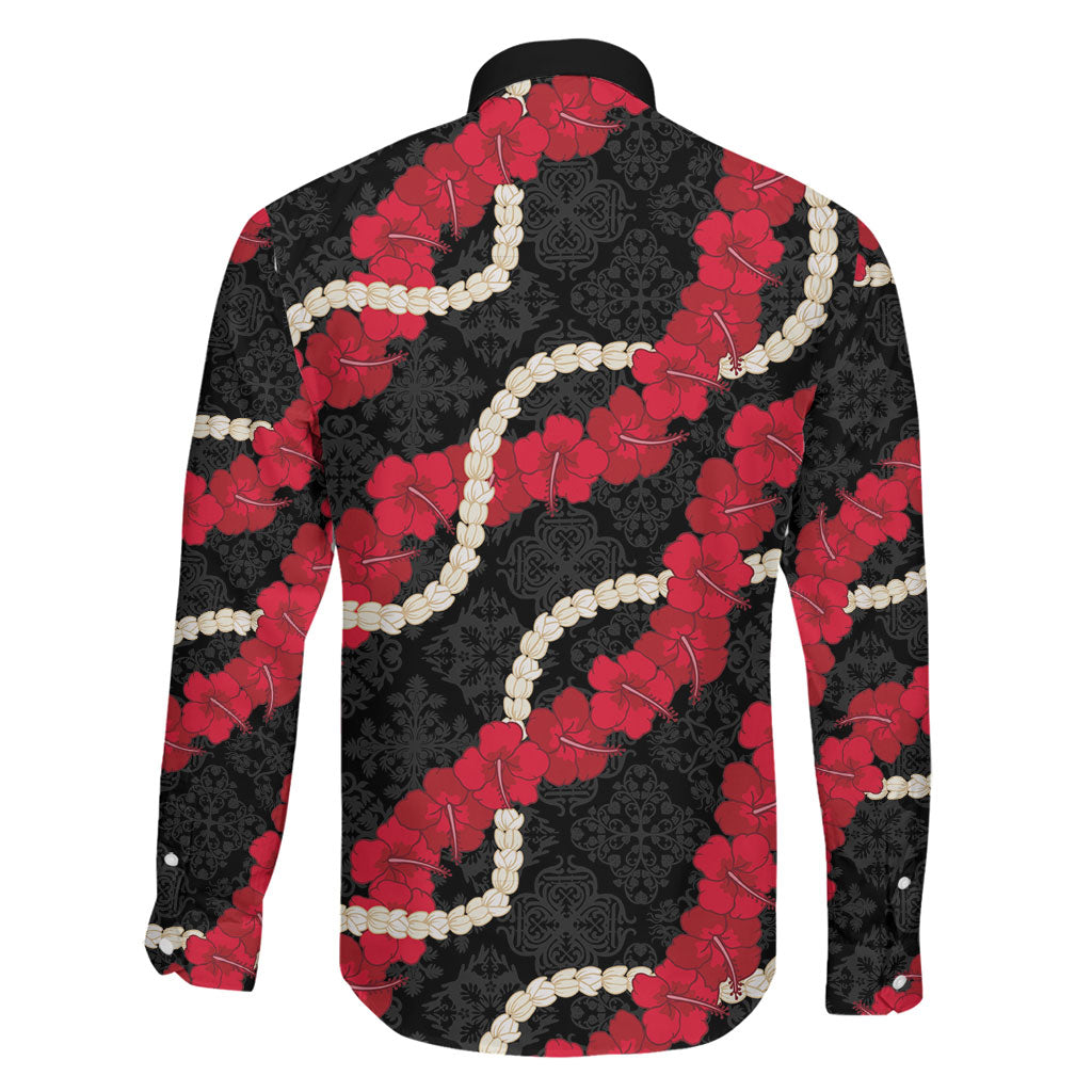Aloha Ula'ula Hibiscus Pikake Lei Family Matching Off Shoulder Maxi Dress and Hawaiian Shirt Hawaiian Quilt Pattern LT9 - Polynesian Pride