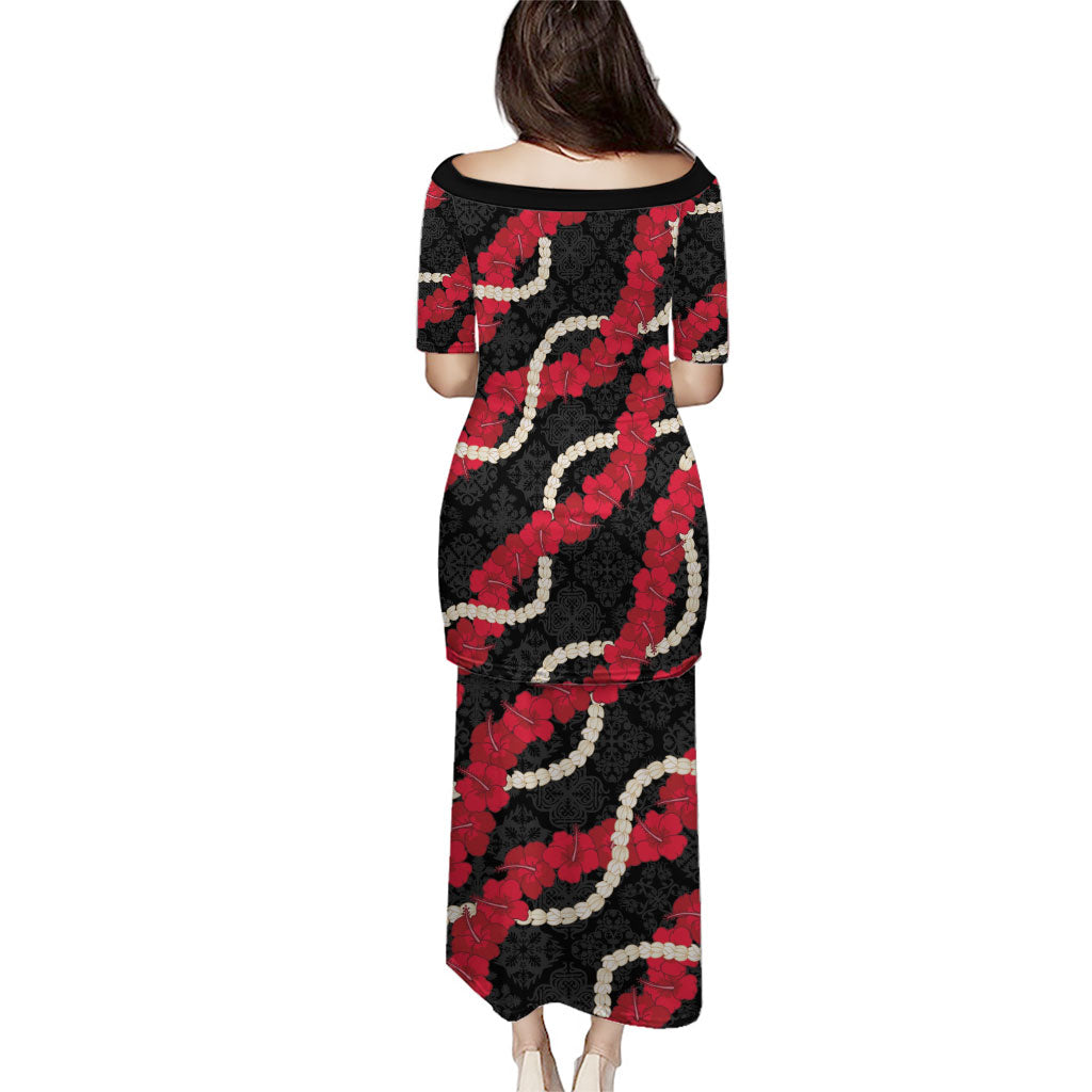 Aloha Ula'ula Hibiscus Pikake Lei Family Matching Puletasi and Hawaiian Shirt Hawaiian Quilt Pattern LT9 - Polynesian Pride