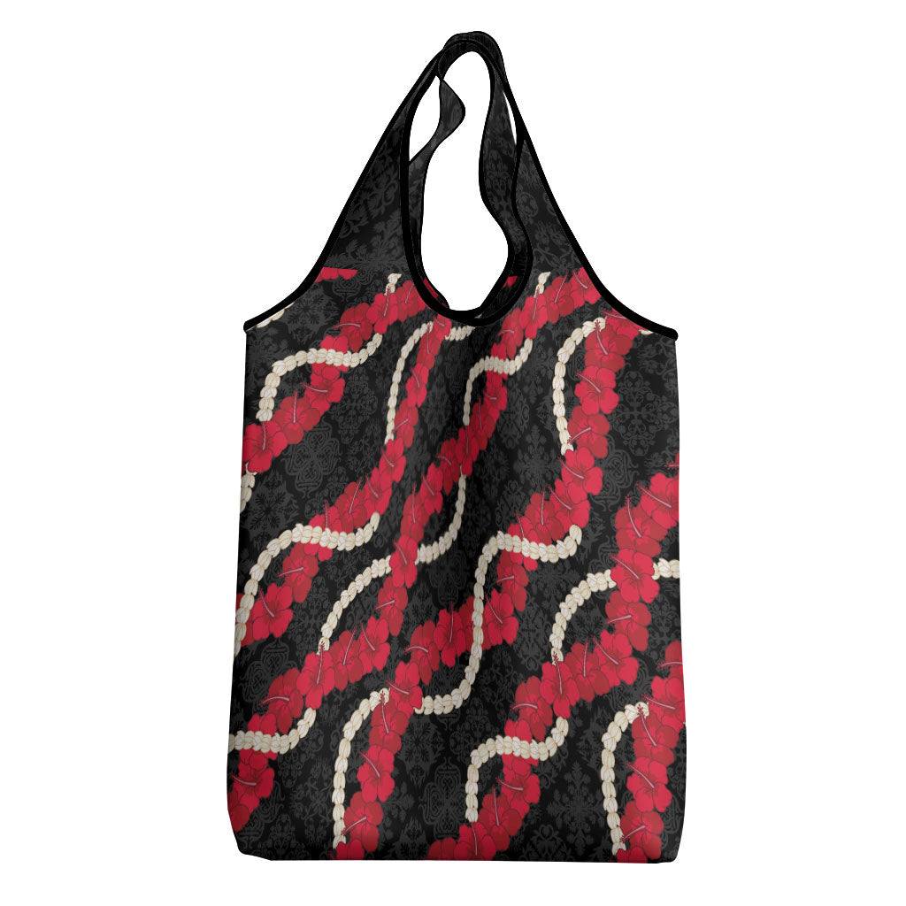 Aloha Ula'ula Hibiscus Pikake Lei Grocery Bag Hawaiian Quilt Pattern