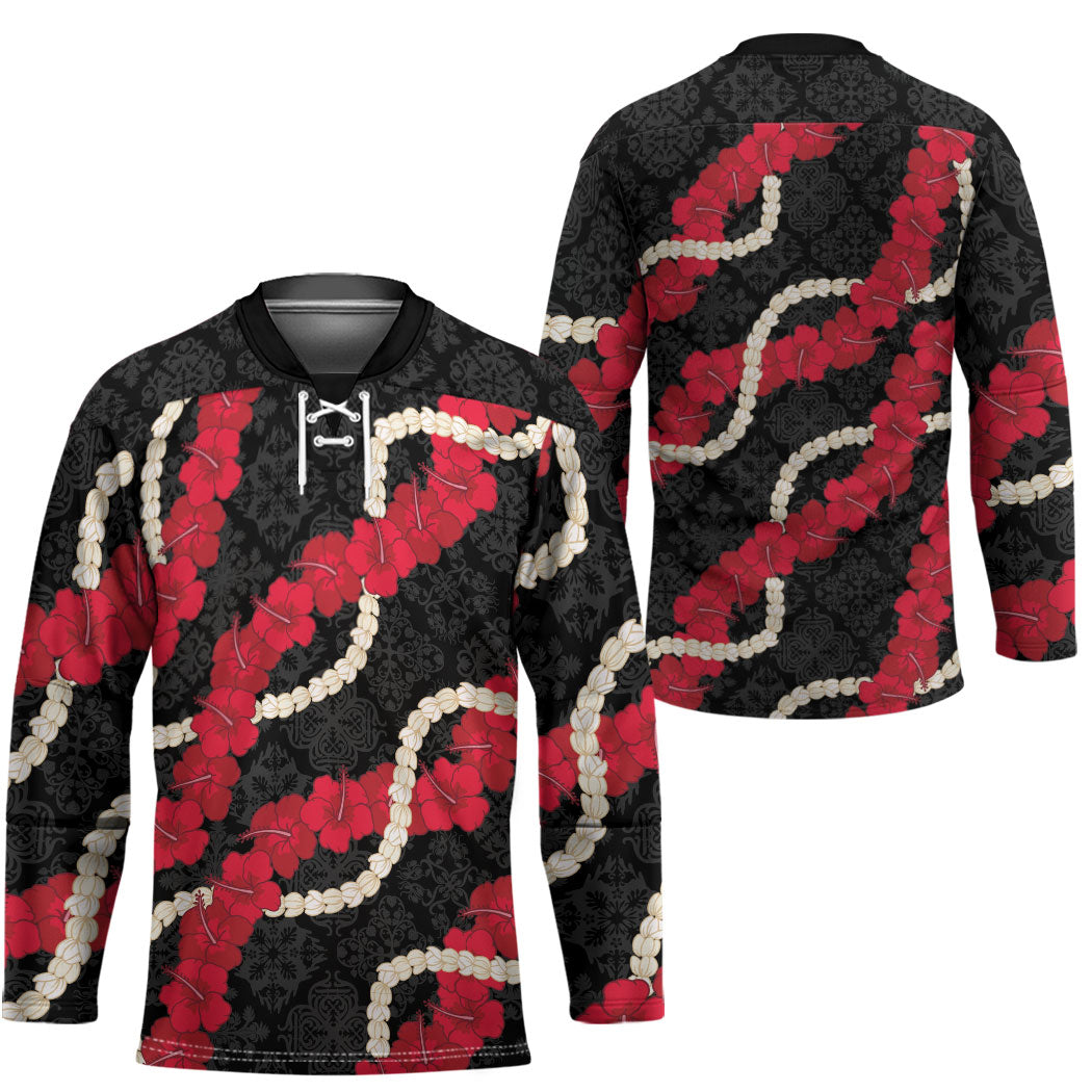 Aloha Ula'ula Hibiscus Pikake Lei Hockey Jersey Hawaiian Quilt Pattern