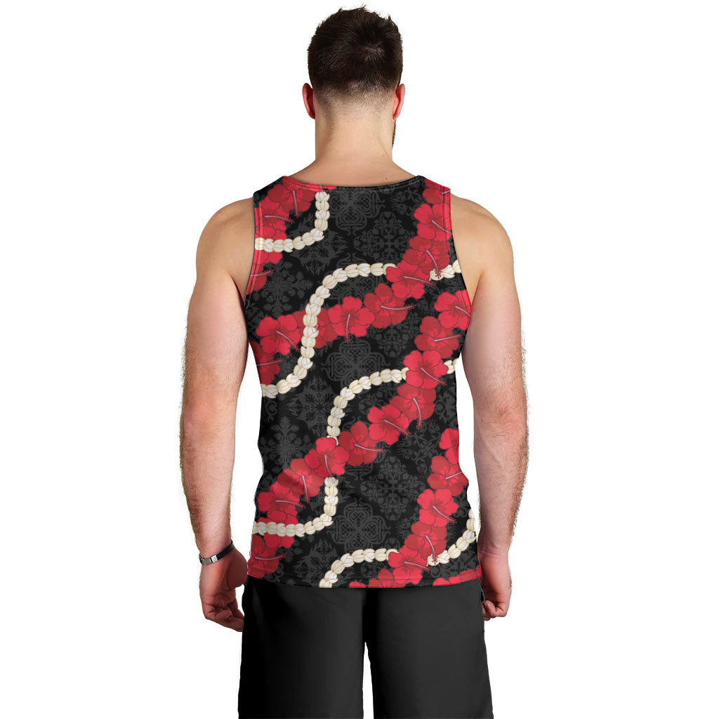 Aloha Ula'ula Hibiscus Pikake Lei Men Tank Top Hawaiian Quilt Pattern