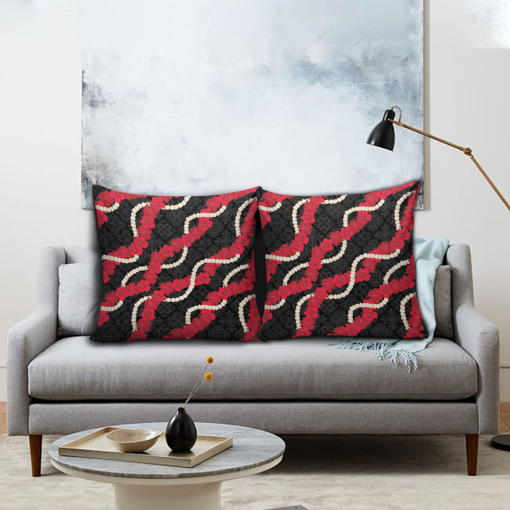 Aloha Ula'ula Hibiscus Pikake Lei Pillow Cover Hawaiian Quilt Pattern