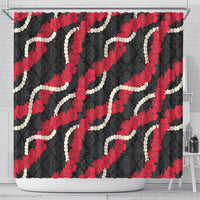 Aloha Ula'ula Hibiscus Pikake Lei Shower Curtain Hawaiian Quilt Pattern